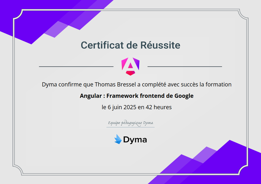 Certificat Angular