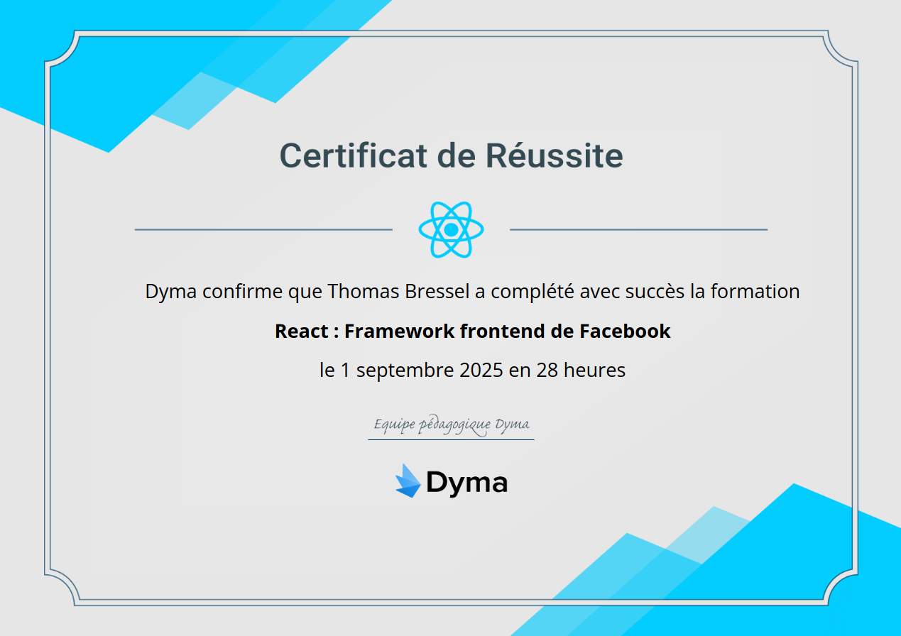 Certificat React