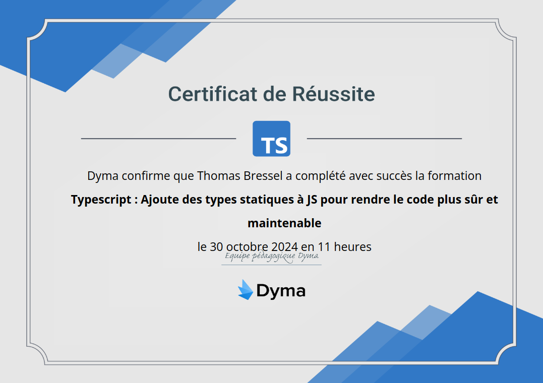 Certificat TypeScript